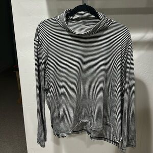 Madewell black and gray striped cotton turtleneck
